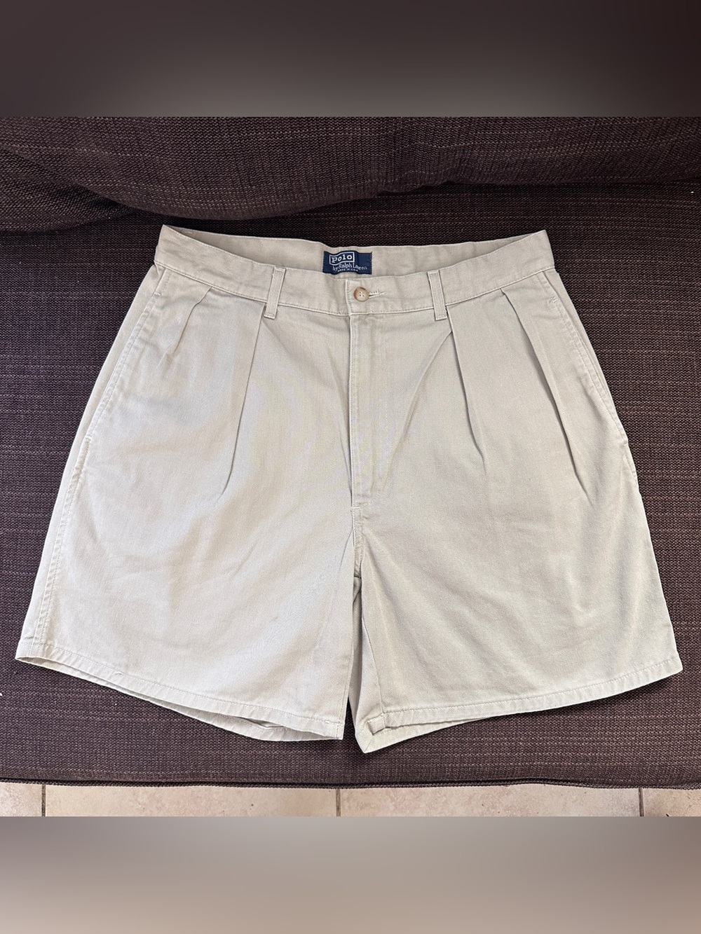 Vintage Polo Ralph Lauren Tyler Chino Pleated Cotton Shorts 32 USA